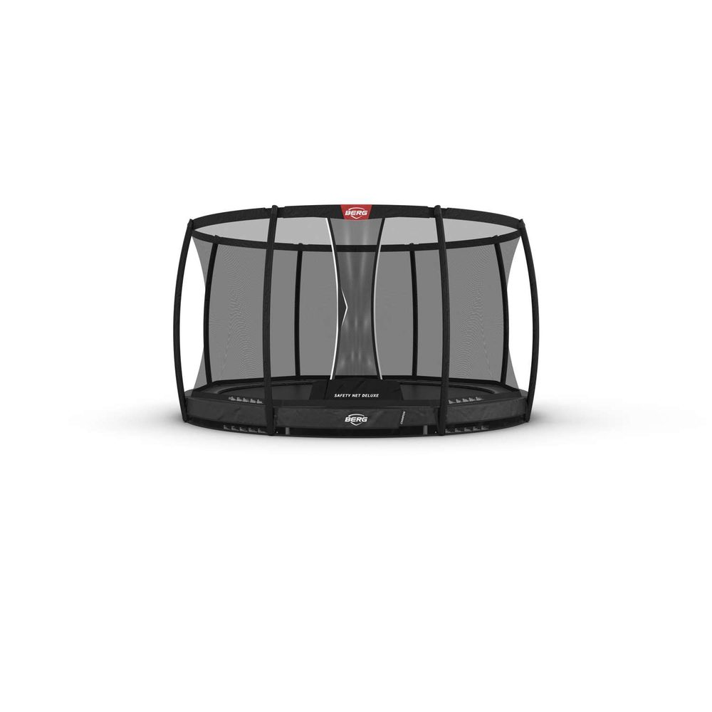 BERG Elite InGround trampoline in grey with a Safety Net Deluxe